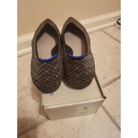 Rothy's "The Point" Flats in "Sparkle Herringbone" Black & Gold Size 10.5 - Picture 4 of 12